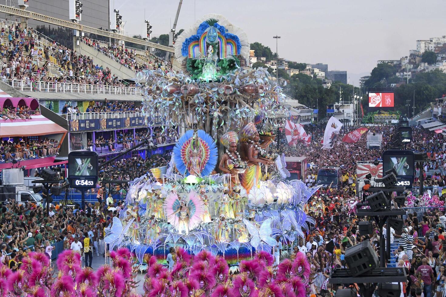 Rio, Brazil, february 12, 2024.  Parades of the samba schools Unidos do Viradouro of the special group, during the carnival in the city of Rio de Janeiro in Sapucai street photo