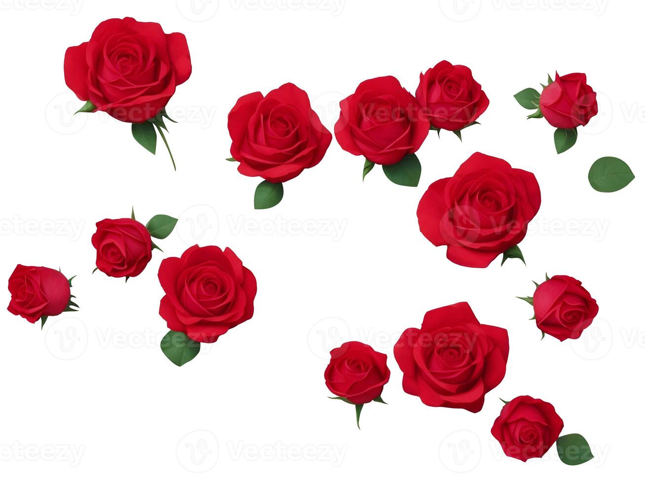 AI generated Rose isolated on background. Design element of flower cut out. photo