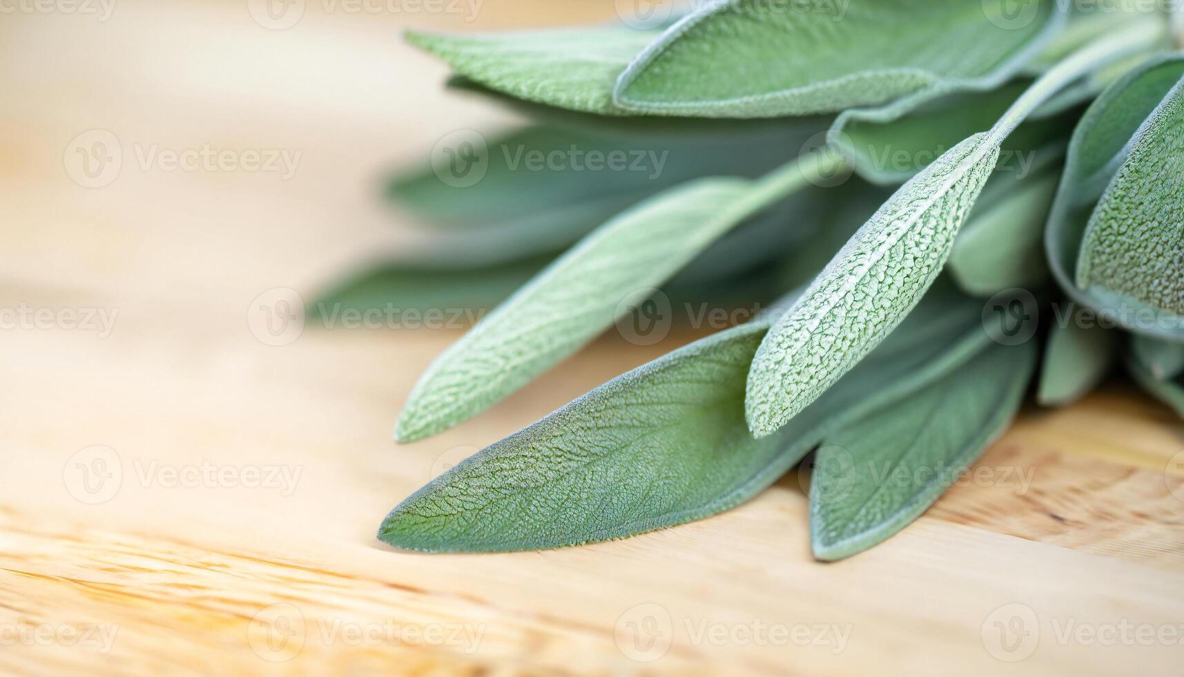 AI generated Sage leaf medicine herbal ingredient. Health aromatherapy herb. photo