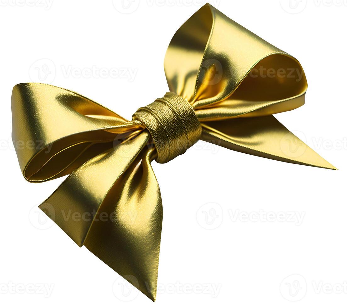 AI generated Decorative golden bow isolated on background. Design element for gift photo