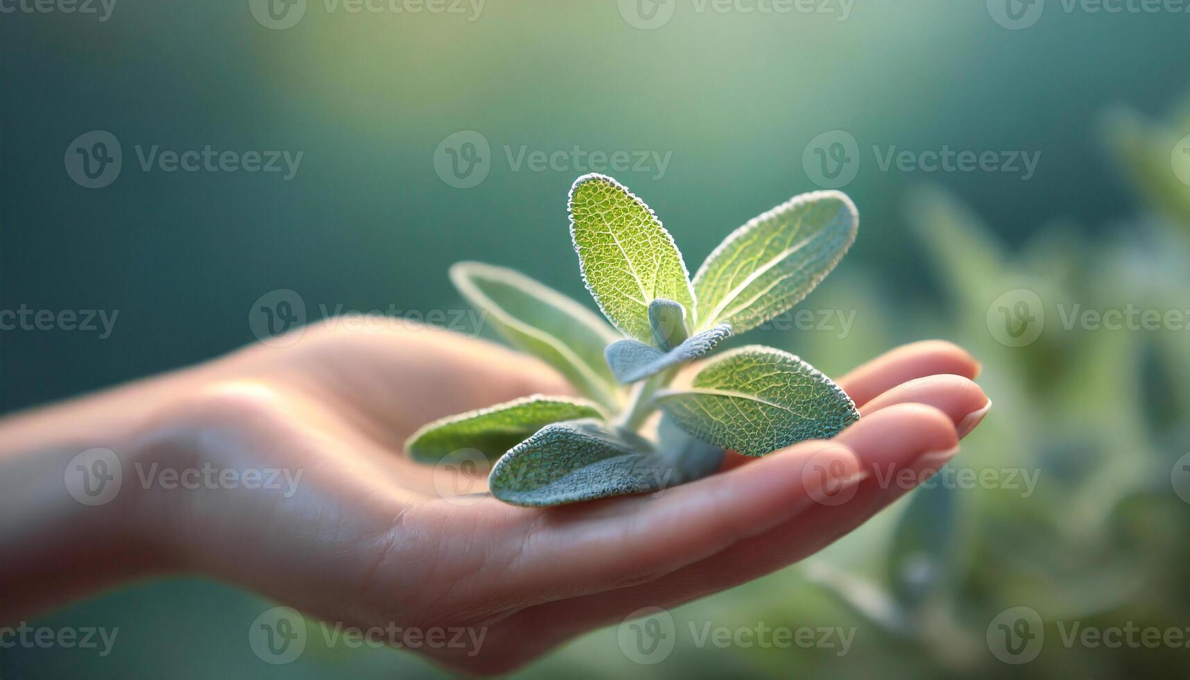AI generated Sage leaf medicine herbal ingredient. Health aromatherapy herb. photo