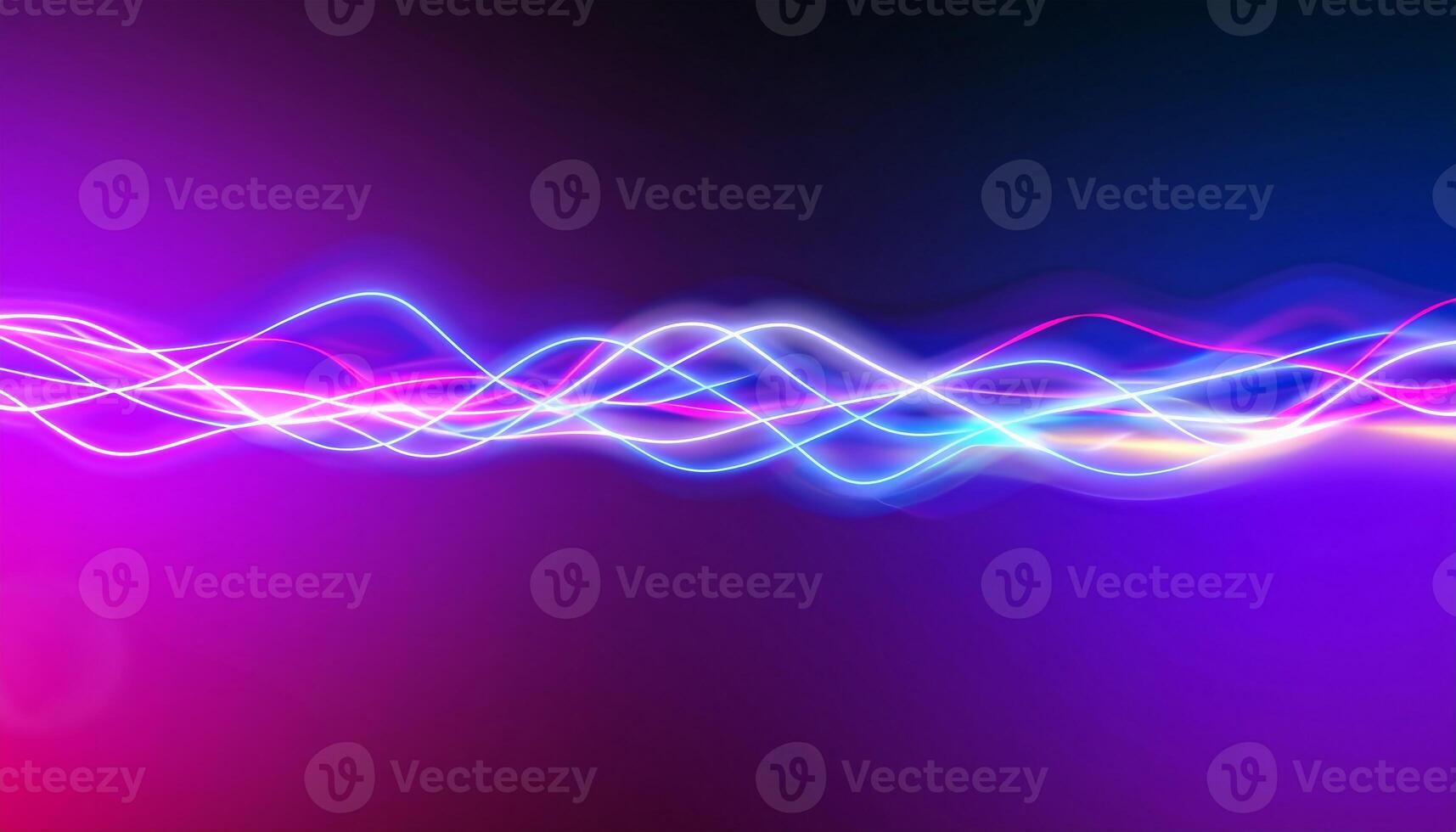 AI generated Abstract futuristic background with pink blue neon lines glowing in ultraviolet light, and bokeh lights. photo