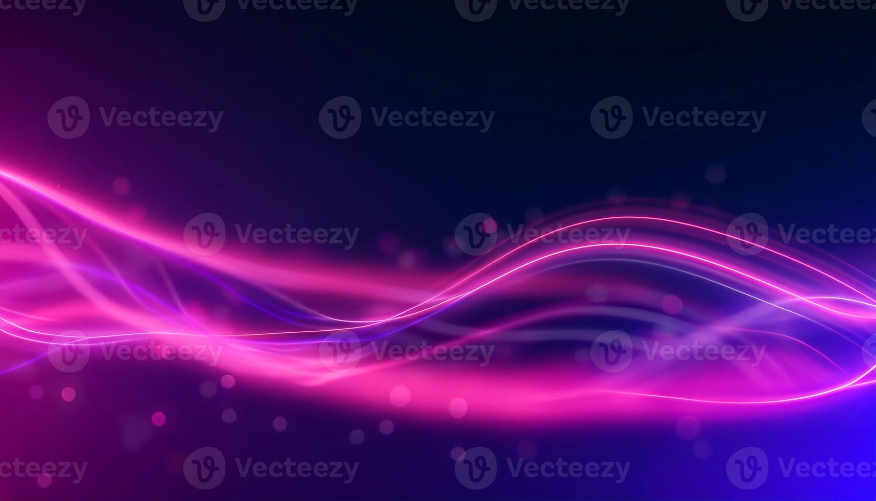 AI generated Abstract futuristic background with pink blue neon lines glowing in ultraviolet light, and bokeh lights. photo