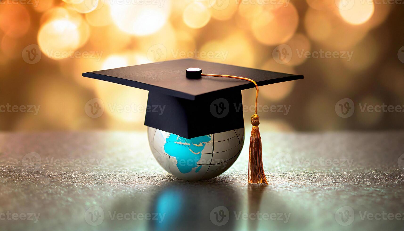 Education graduation hat symbol of online e learning, academic degree. photo