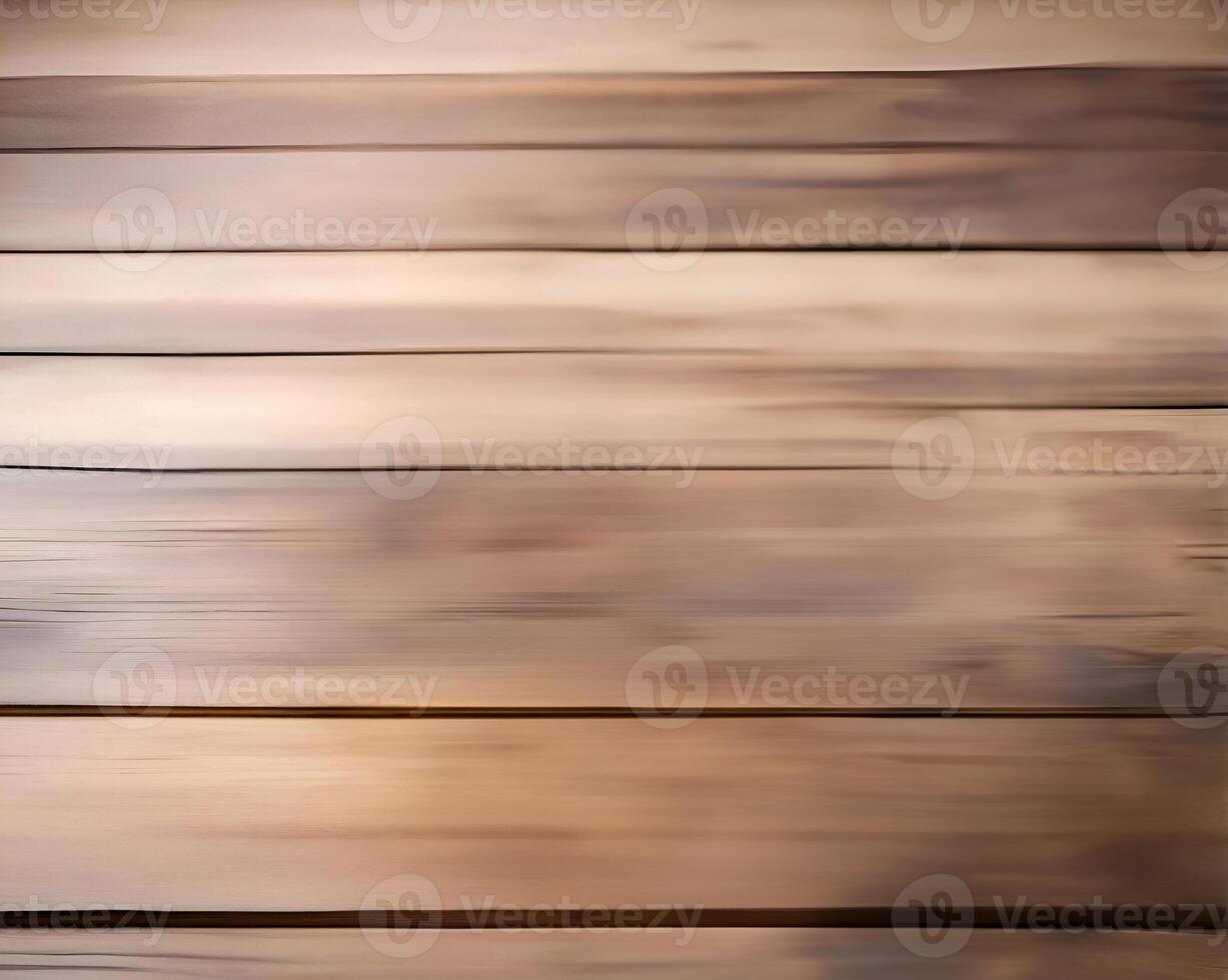 Empty wooden deck table over blurred nature background. Smooth stage for trendy product presentation. photo