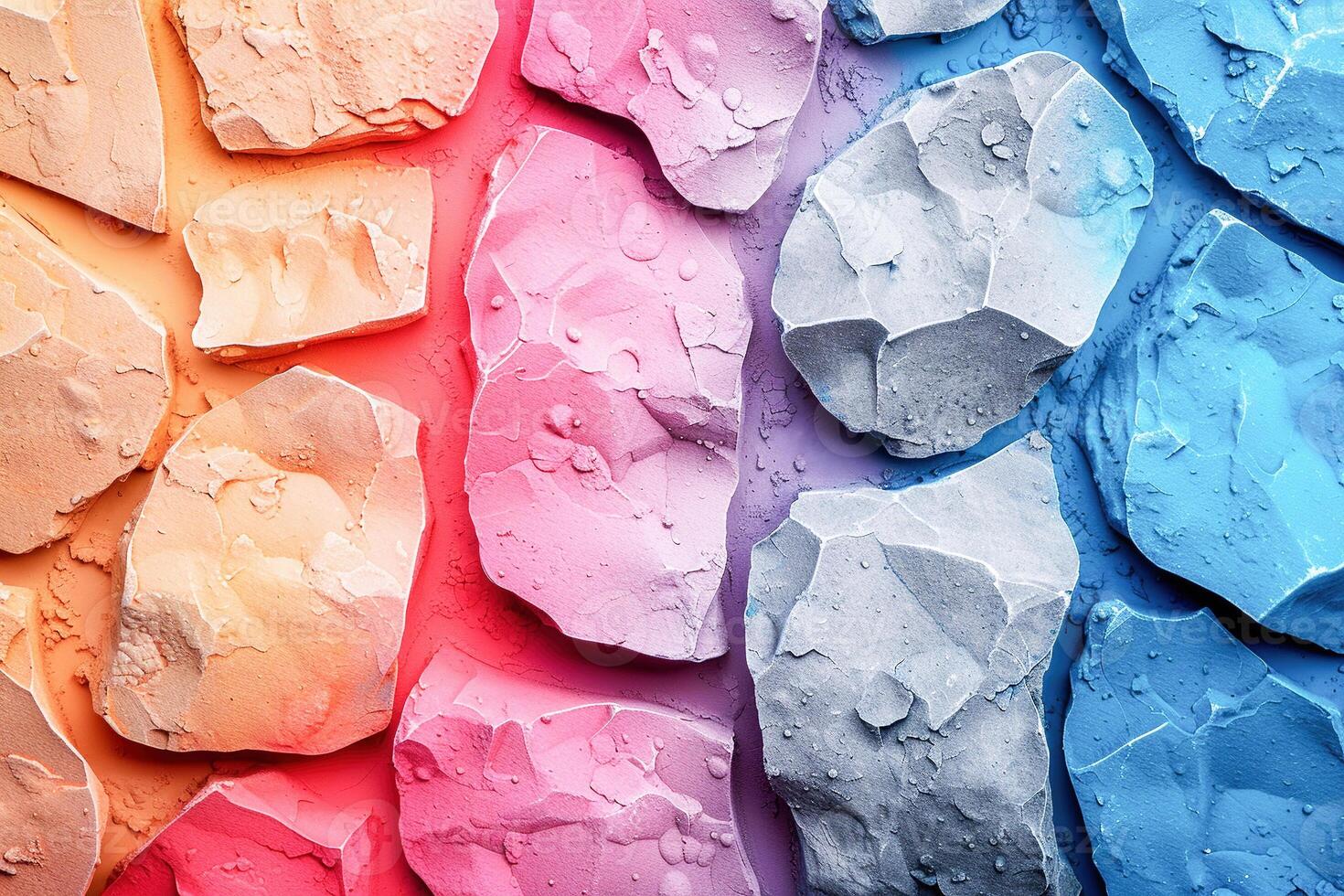 AI generated Colorful Crushed Makeup Powder Palette in Pink, Violet, and Blue Shades photo