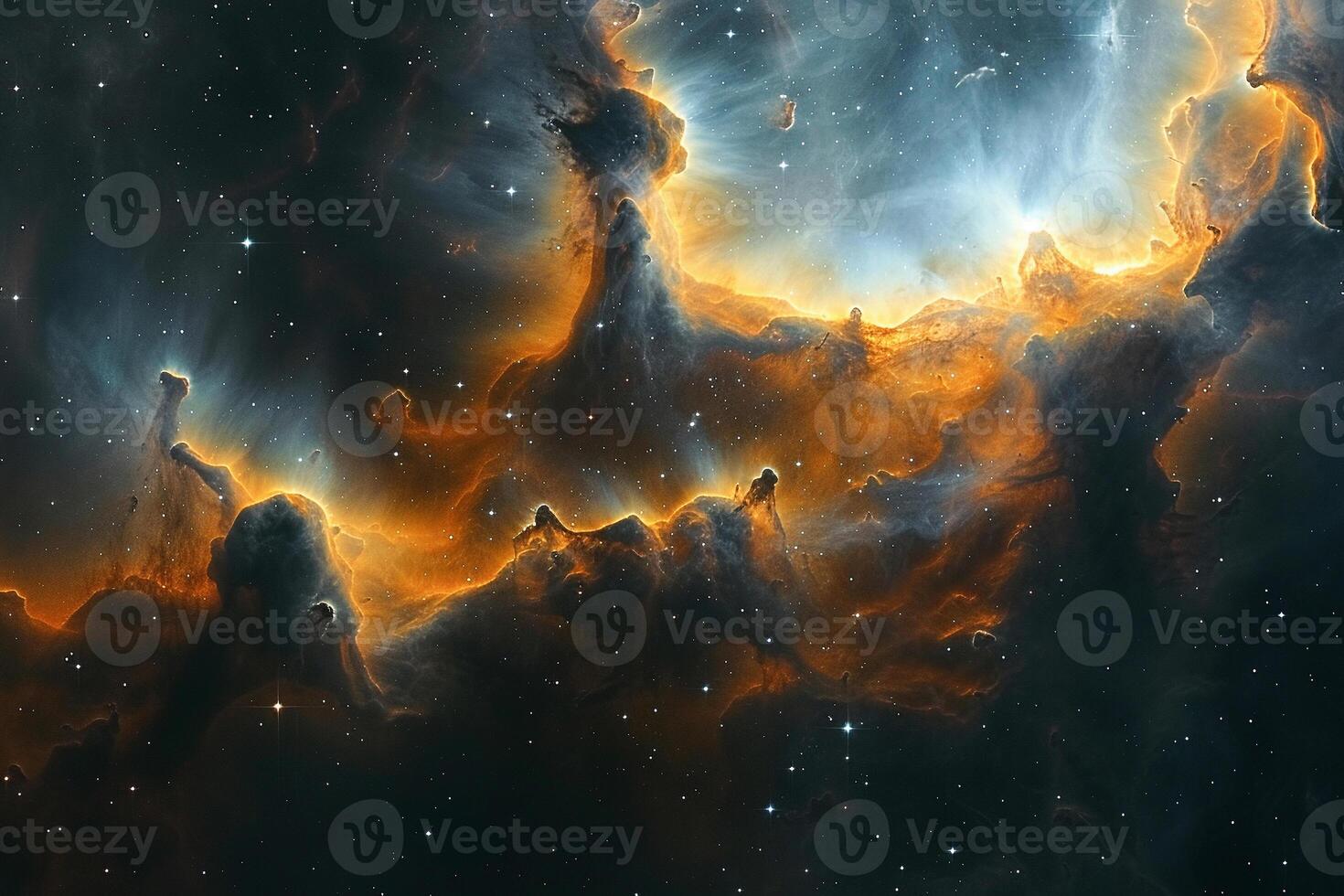 ai generado majestuoso espiral galaxia reluciente en medio de un mar de estrellas en el cosmos foto