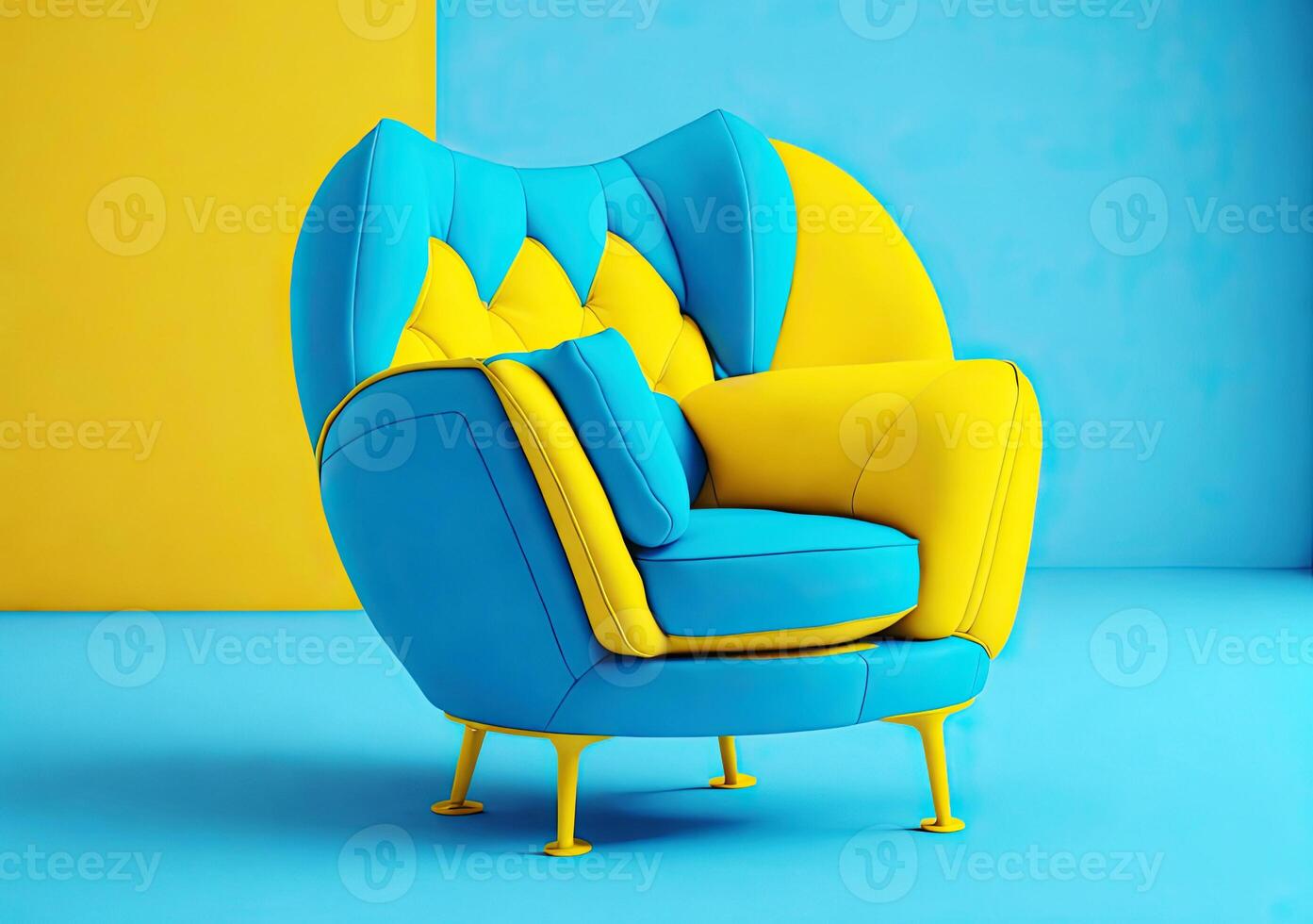 AI generated Bright and yellow interior design photo