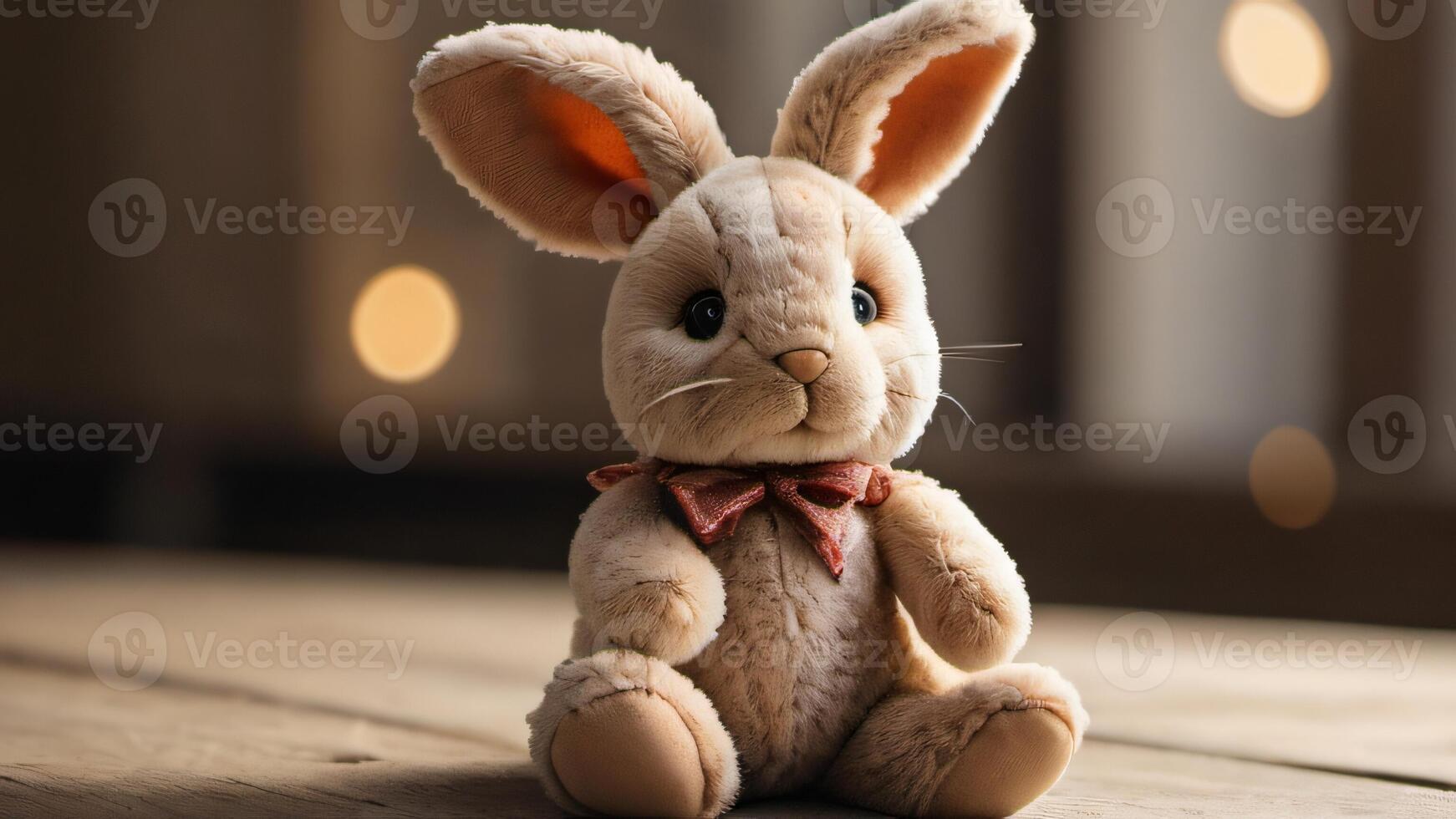 AI generated Photo Of Cuddly Vintage Rabbit Toy. AI Generated