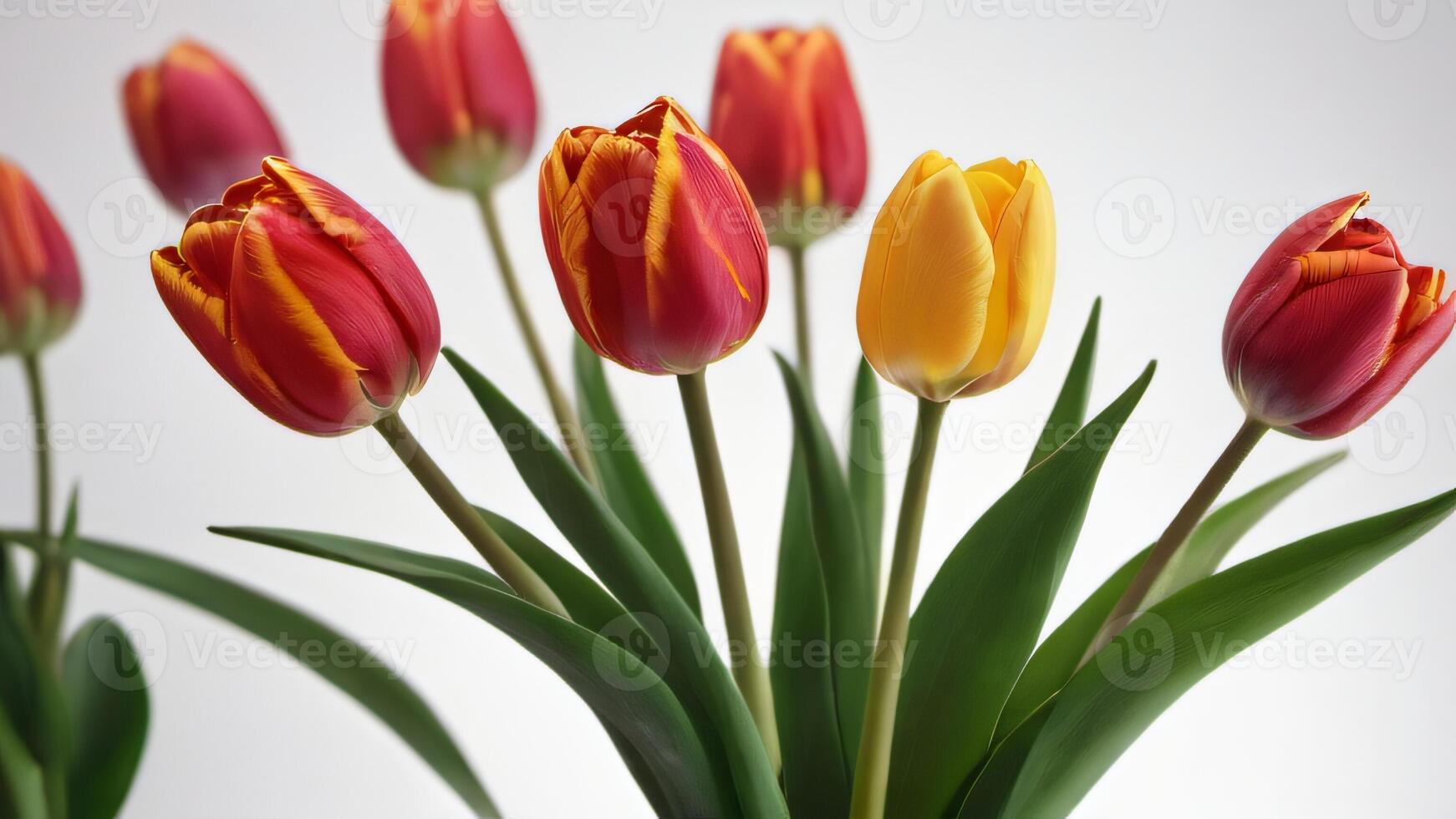 AI generated Photo Of Tulips Isolated On White. AI Generated