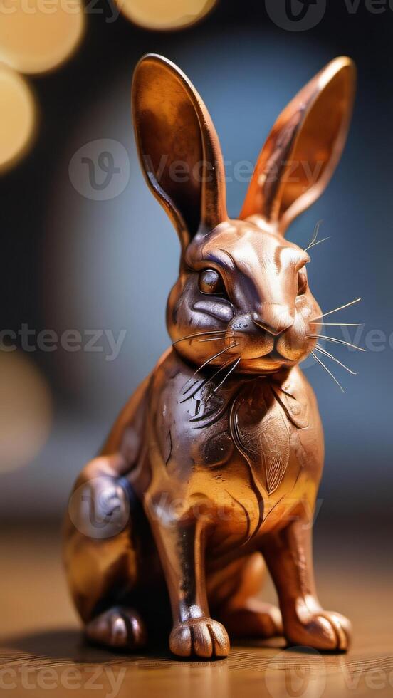 AI generated Photo Of Illustration Copper Rabbit Sculpture One Of The Chinese Zodiac Signs. AI Generated