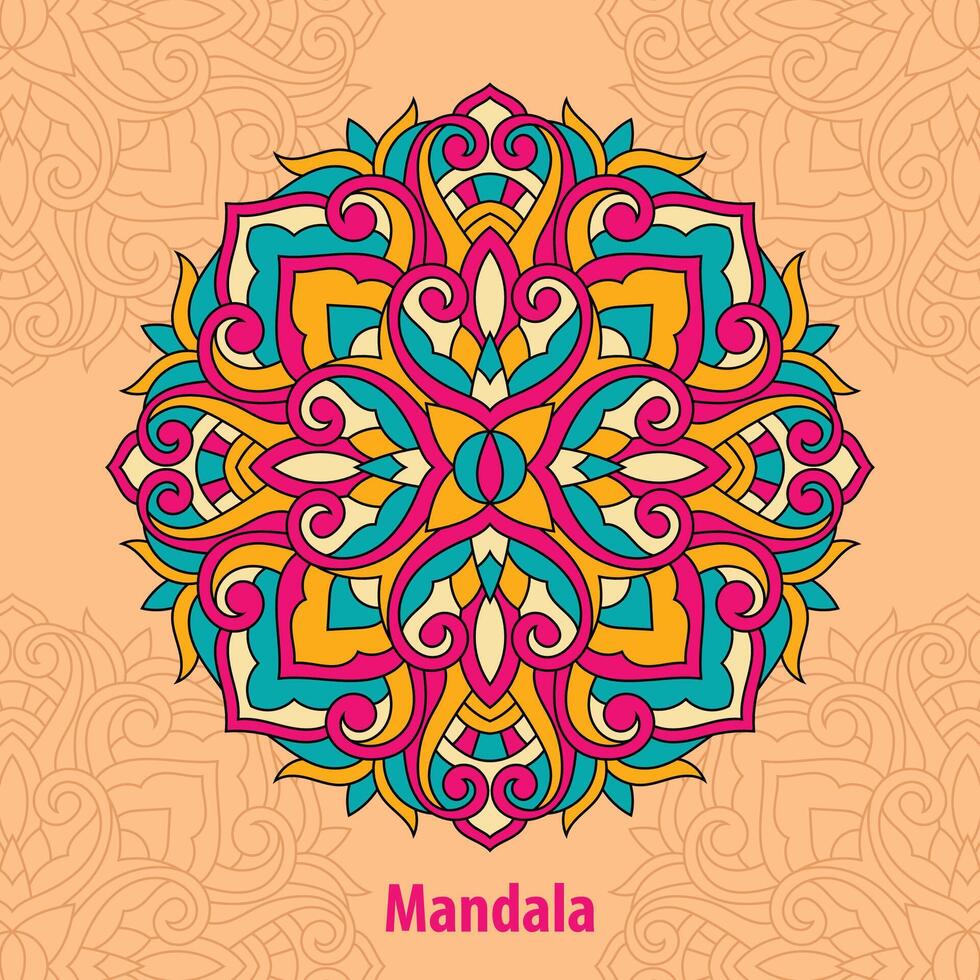 Round colorful mandala, Floral vector illustration