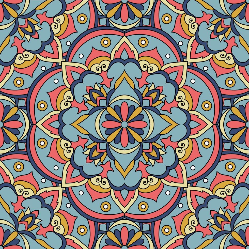 Seamless floral pattern with mandala vector illustration