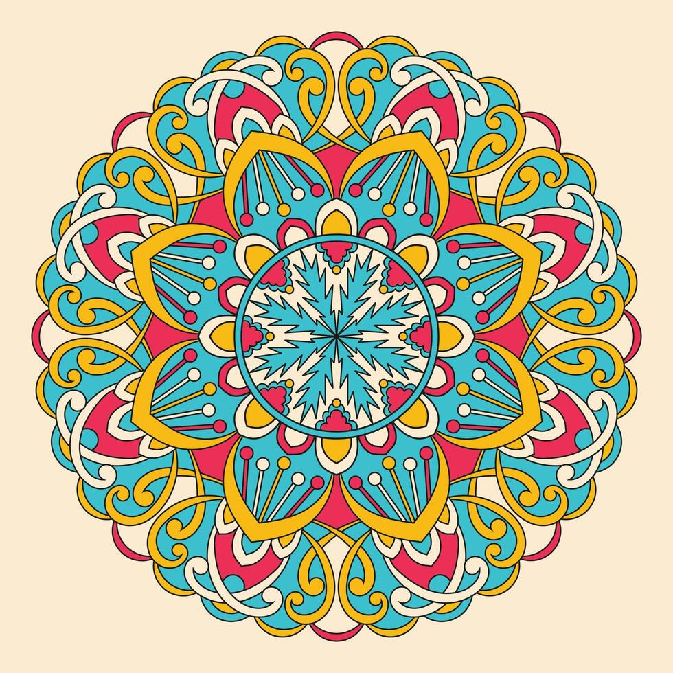Round colorful mandala, Floral vector illustration