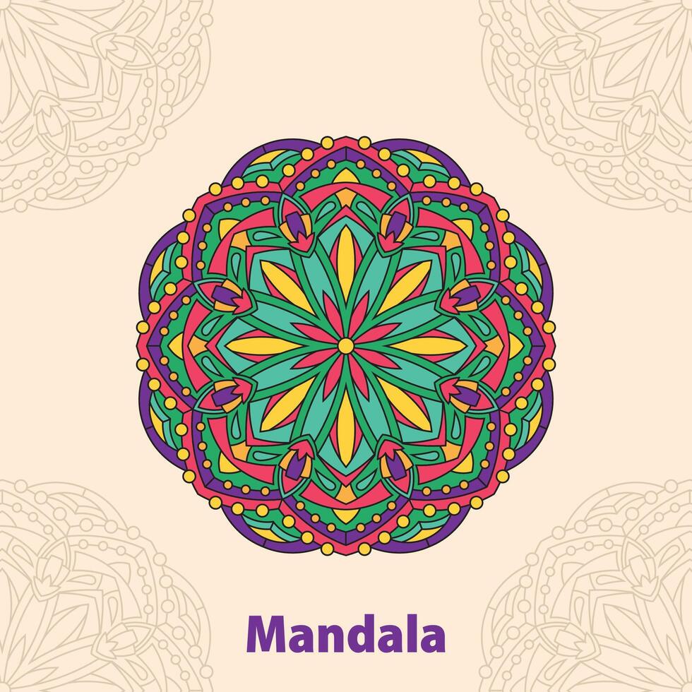 Round colorful floral mandala vector illustration