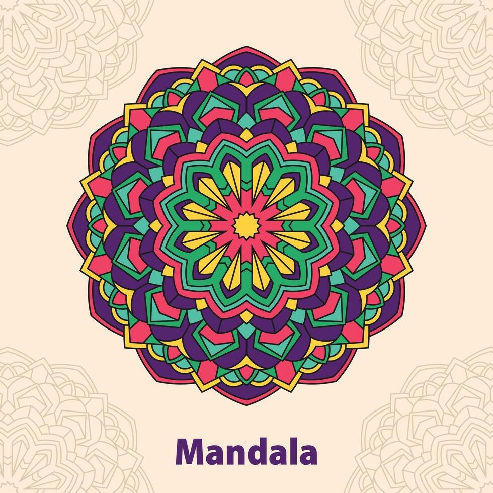 Round colorful floral mandala vector illustration