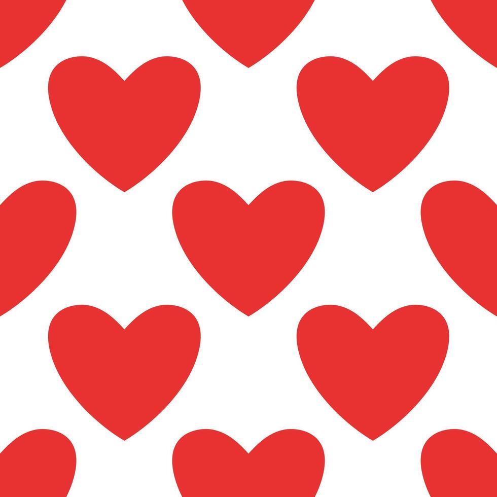 Red Heart seamless pattern. Vector illustration in flat style. Valentine day texture. Love concept. Hand drawn heart in doodle style. Fabric with heart print.
