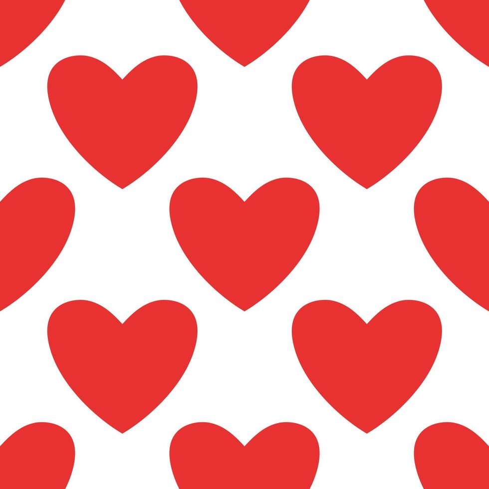 Red Heart seamless pattern. Vector illustration in flat style. Valentine day texture. Love concept. Hand drawn heart in doodle style. Fabric with heart print.