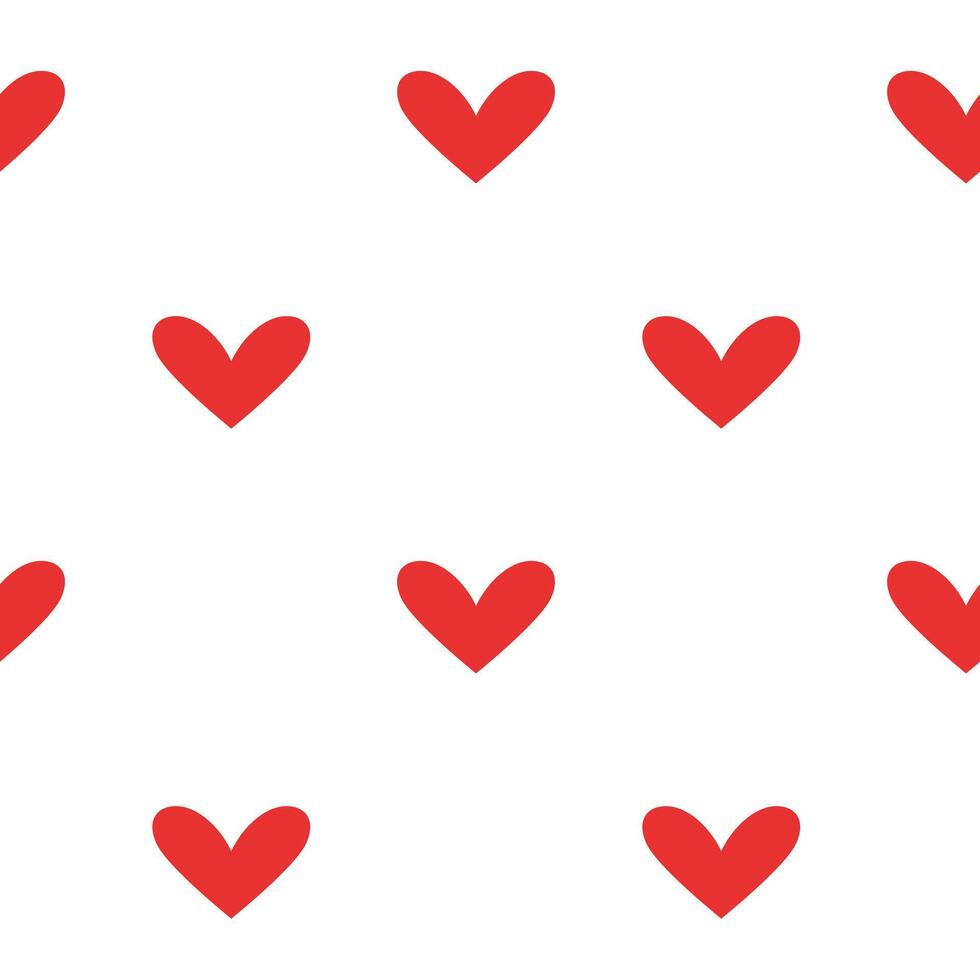 Red Heart seamless pattern. Vector illustration in flat style. Valentine day texture. Love concept. Hand drawn heart in doodle style. Fabric with heart print.