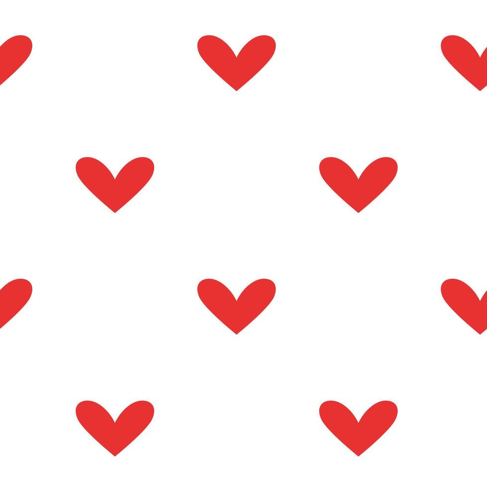 Red Heart seamless pattern. Vector illustration in flat style. Valentine day texture. Love concept. Hand drawn heart in doodle style. Fabric with heart print.