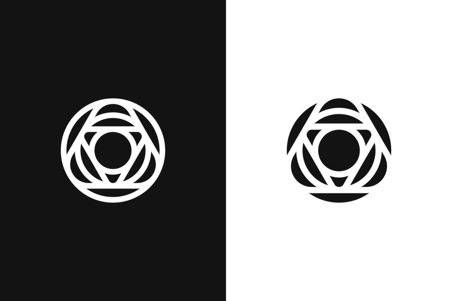 Abstract Circle Rounded Triangle Shape Logo for Artificial Intelligence App and Software vector