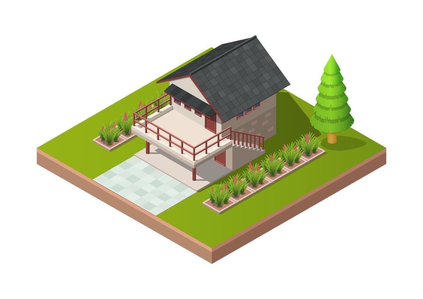 Isometric design of private house vector