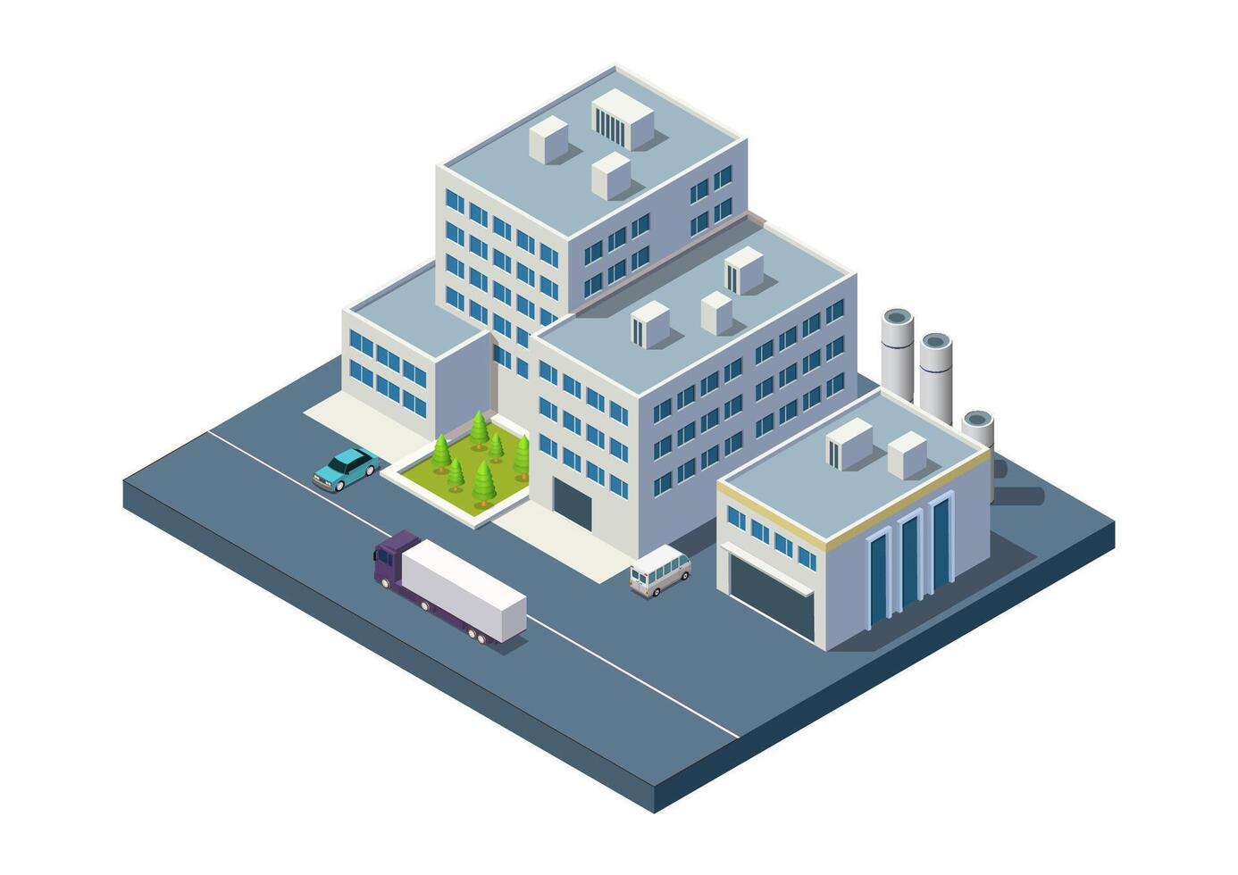 Isometric Industrial Factory and Warehouse vector