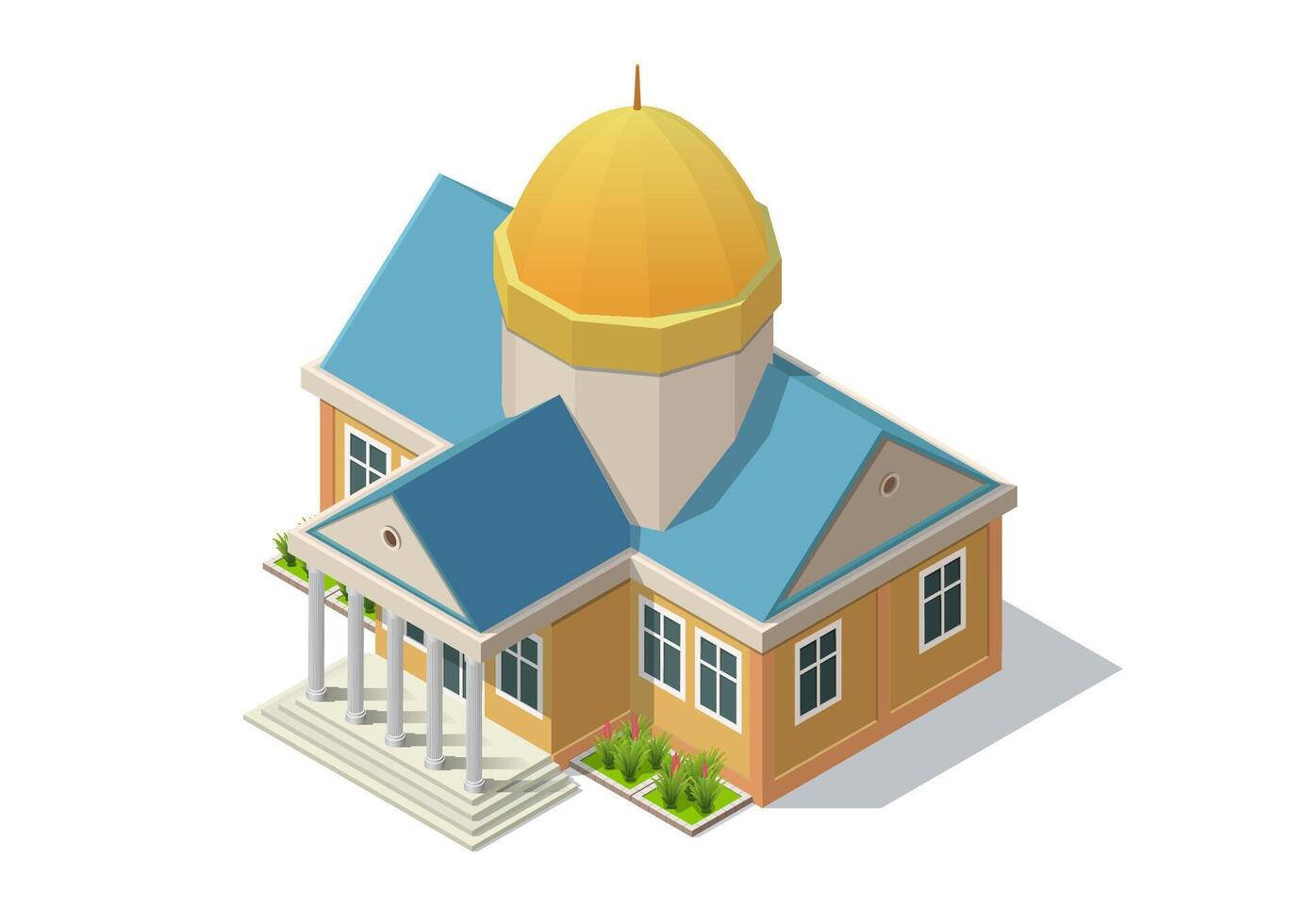 Isometric government capitol or bank building vector