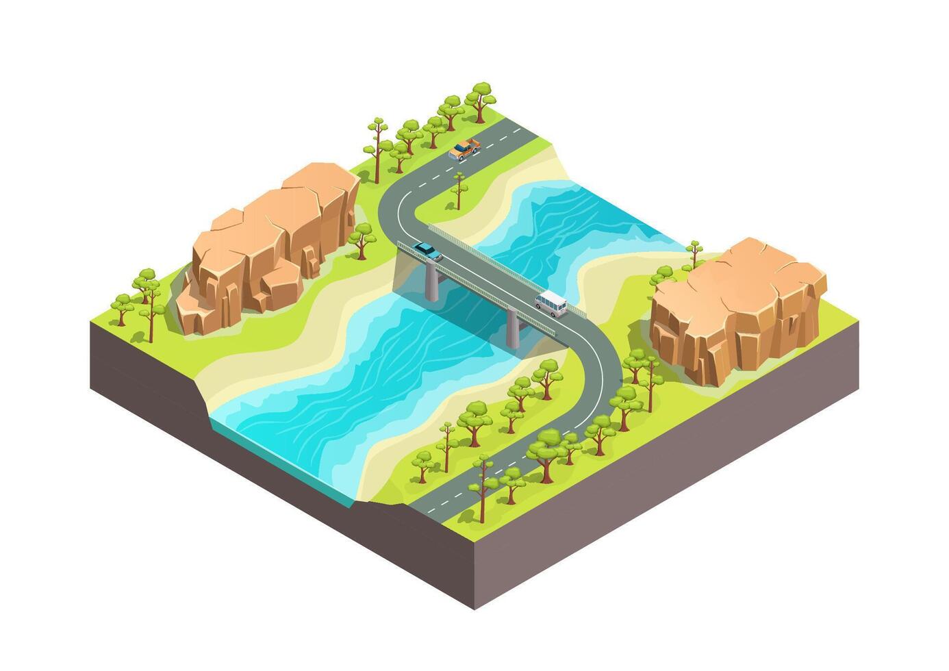 isometric beautiful nature river vector