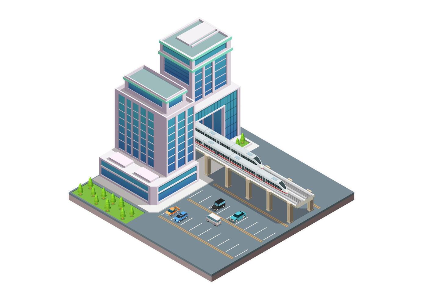 Modern fast train station building vector