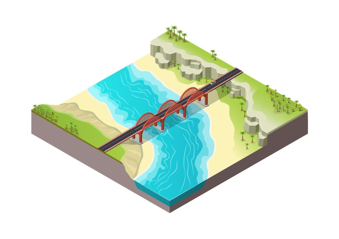 isométrica hermosa naturaleza río vector