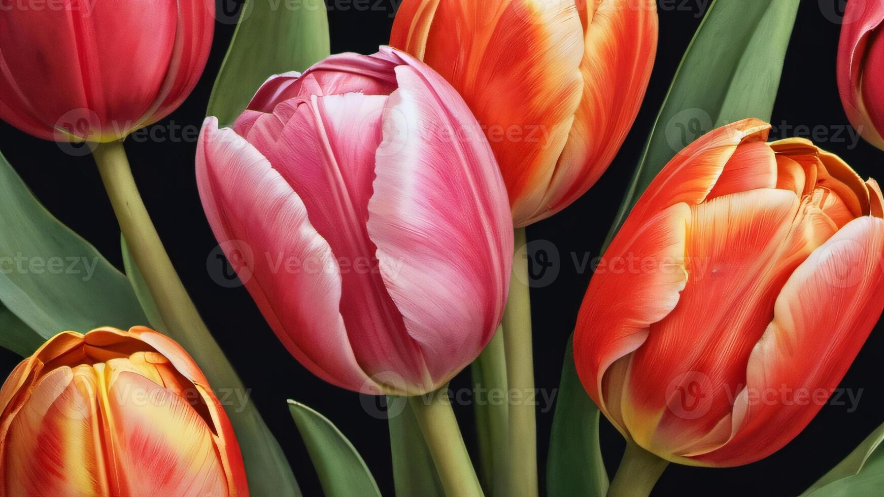 AI generated Photo Of Tulip Detailed Watercolor Painting Fruit Vegetable Clipart Botanical Realistic Illustration. AI Generated