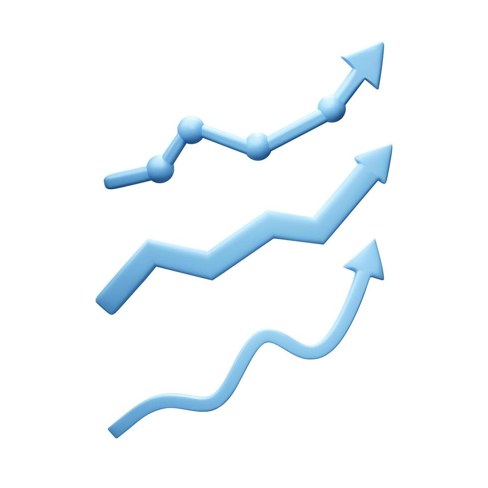 3D set of arrows for charts and infographics in blue color. Arrow move up. Business illustration and success. Vector