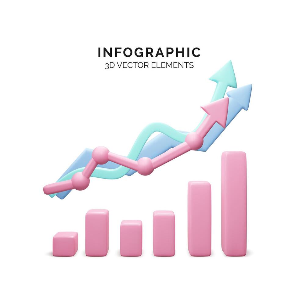 3d infografia elemento. realista flechas y gráfico prestar. negocio crecimiento estrategia concepto. vector ilustración