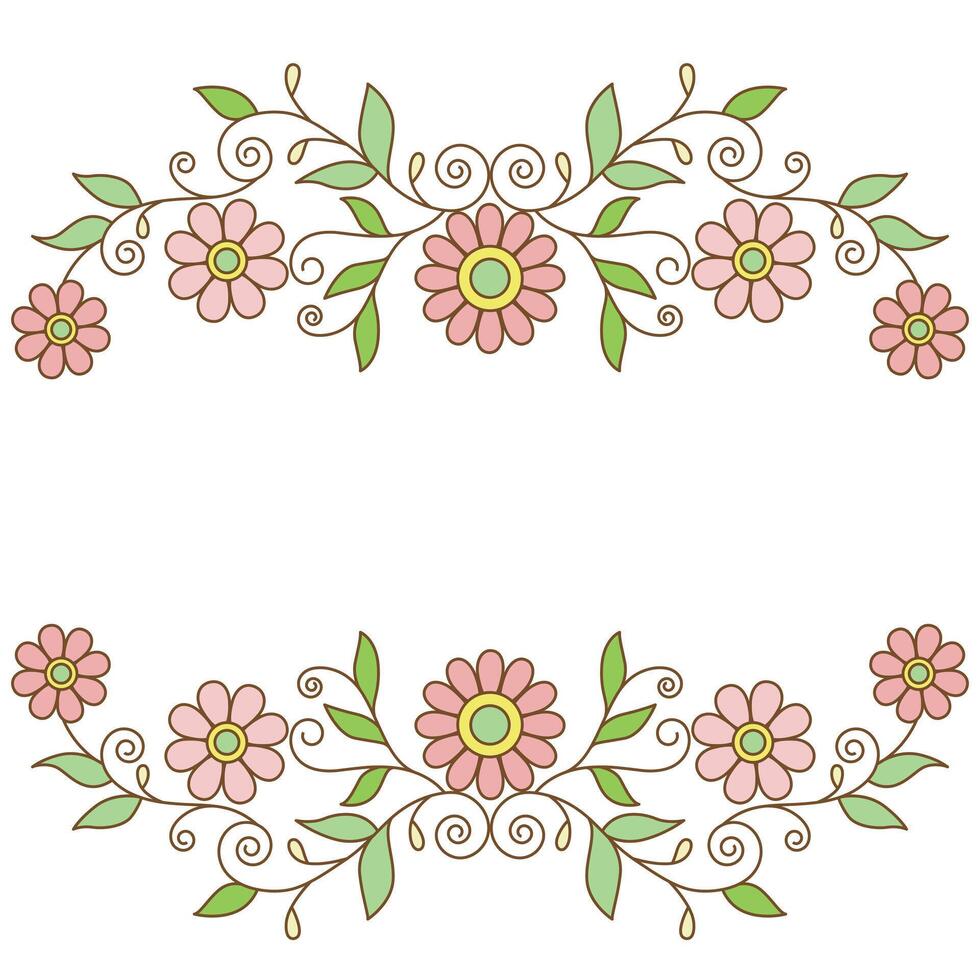 Orange beige flower wreath frame, flower arrangement illustration vector