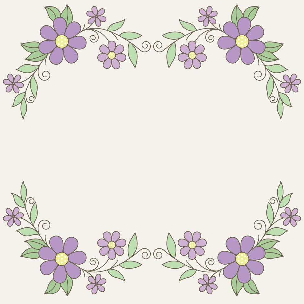 Purple beige flower wreath frame ,flower arrangement illustration vector