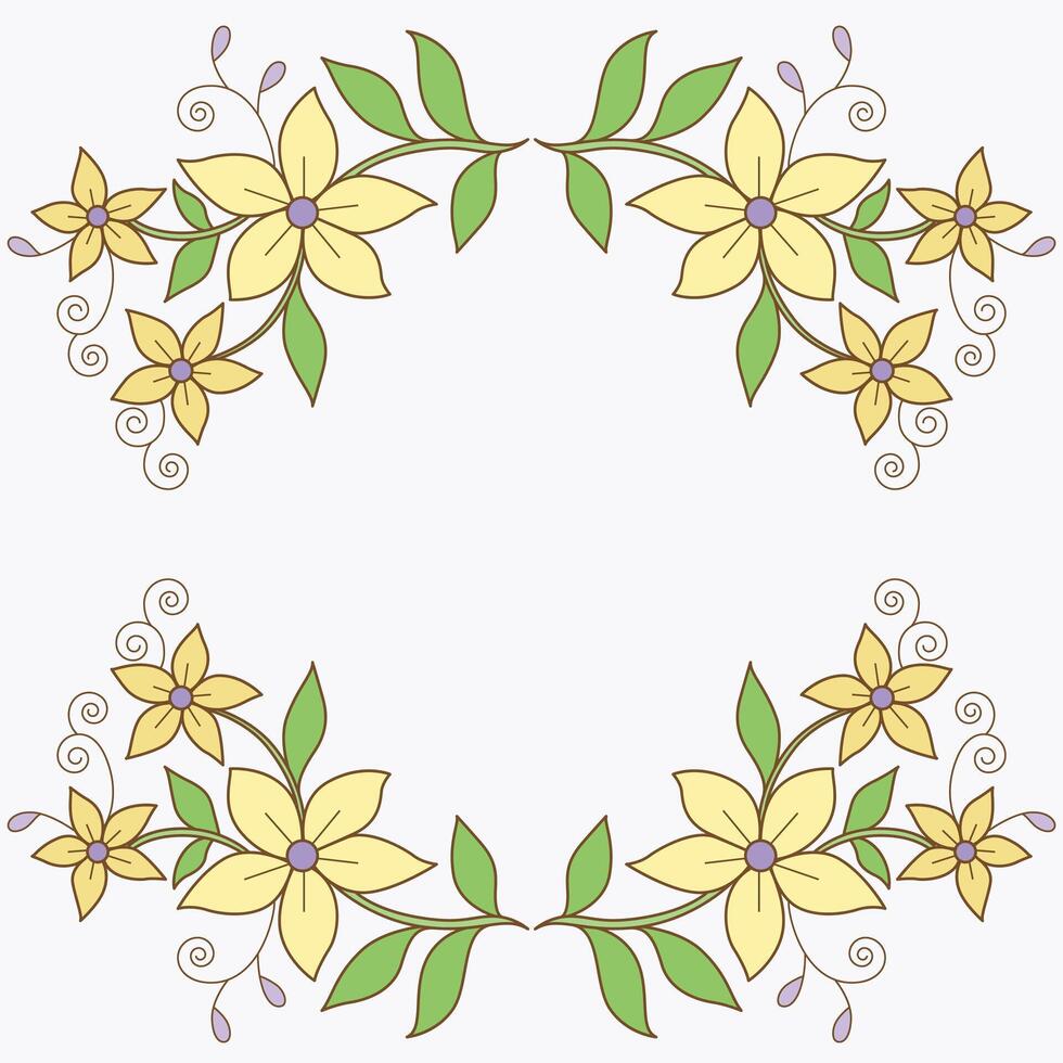 Yellow beige flower wreath frame, flower arrangement illustration vector