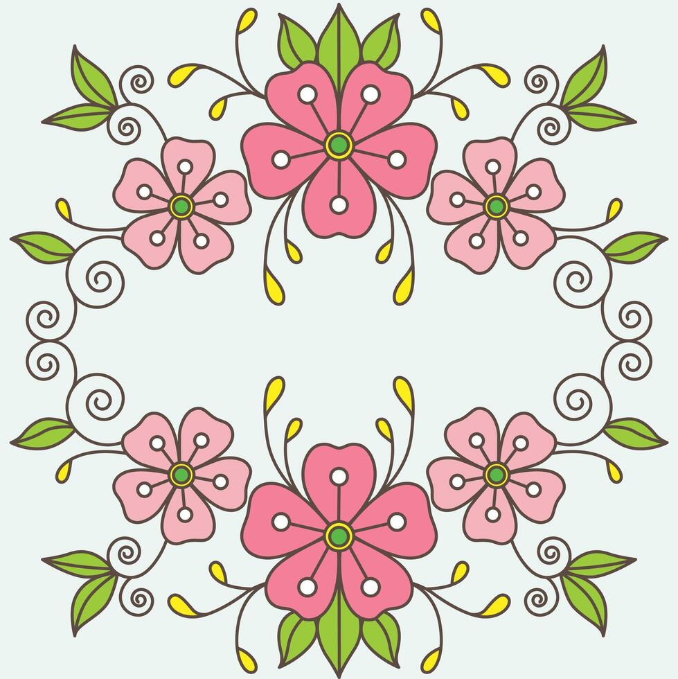 Pink beige flower wreath frame, flower arrangement illustration vector