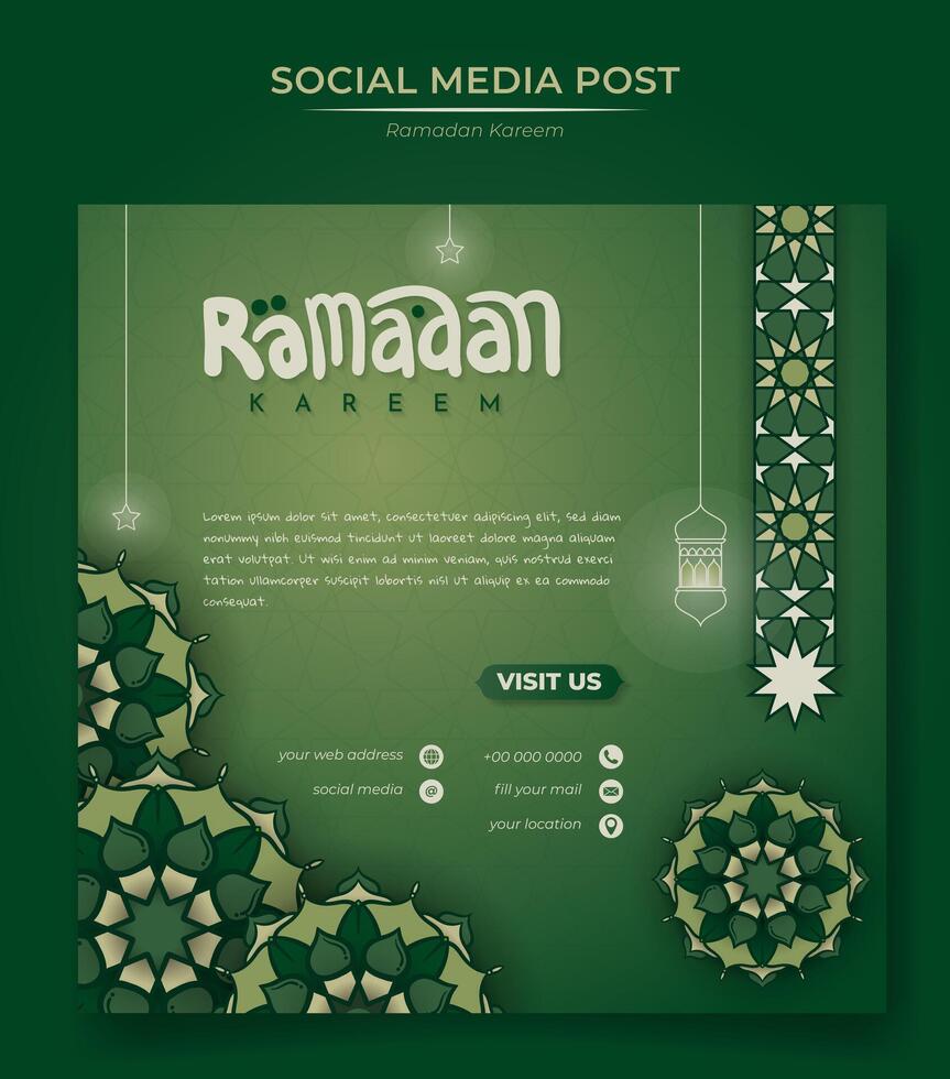 Social media post template with mandala ornamental design for ramadan kareem. Islamic background with ornamental design vector