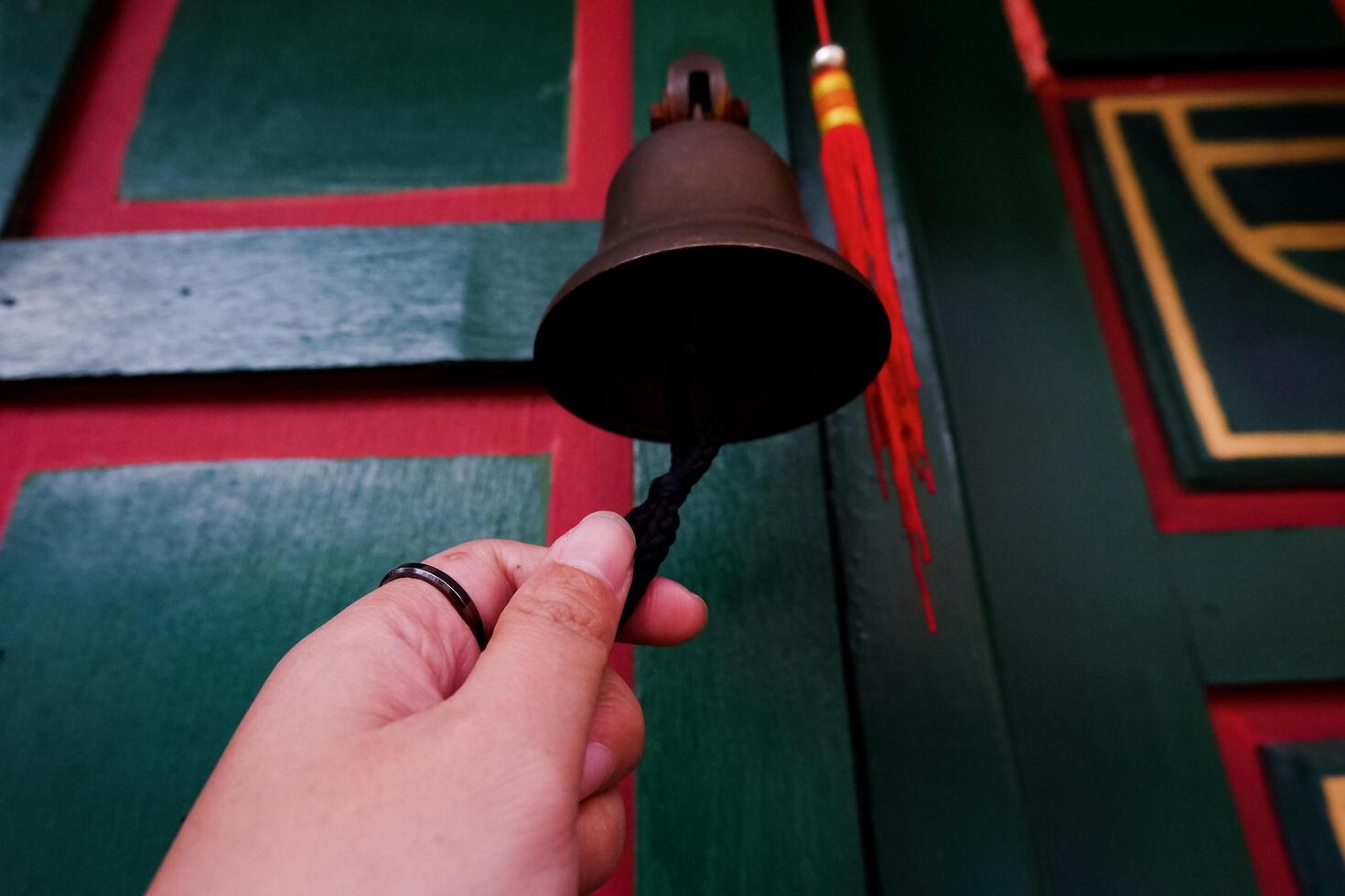 Selective focus of lucky bells. Great for Chinese New Year celebrations. photo