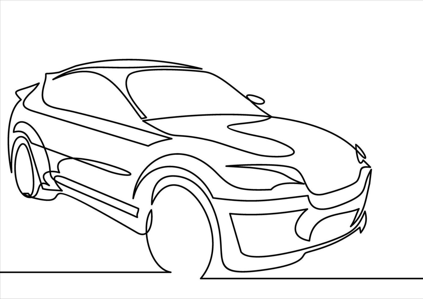 continuous line drawing of motor car vector