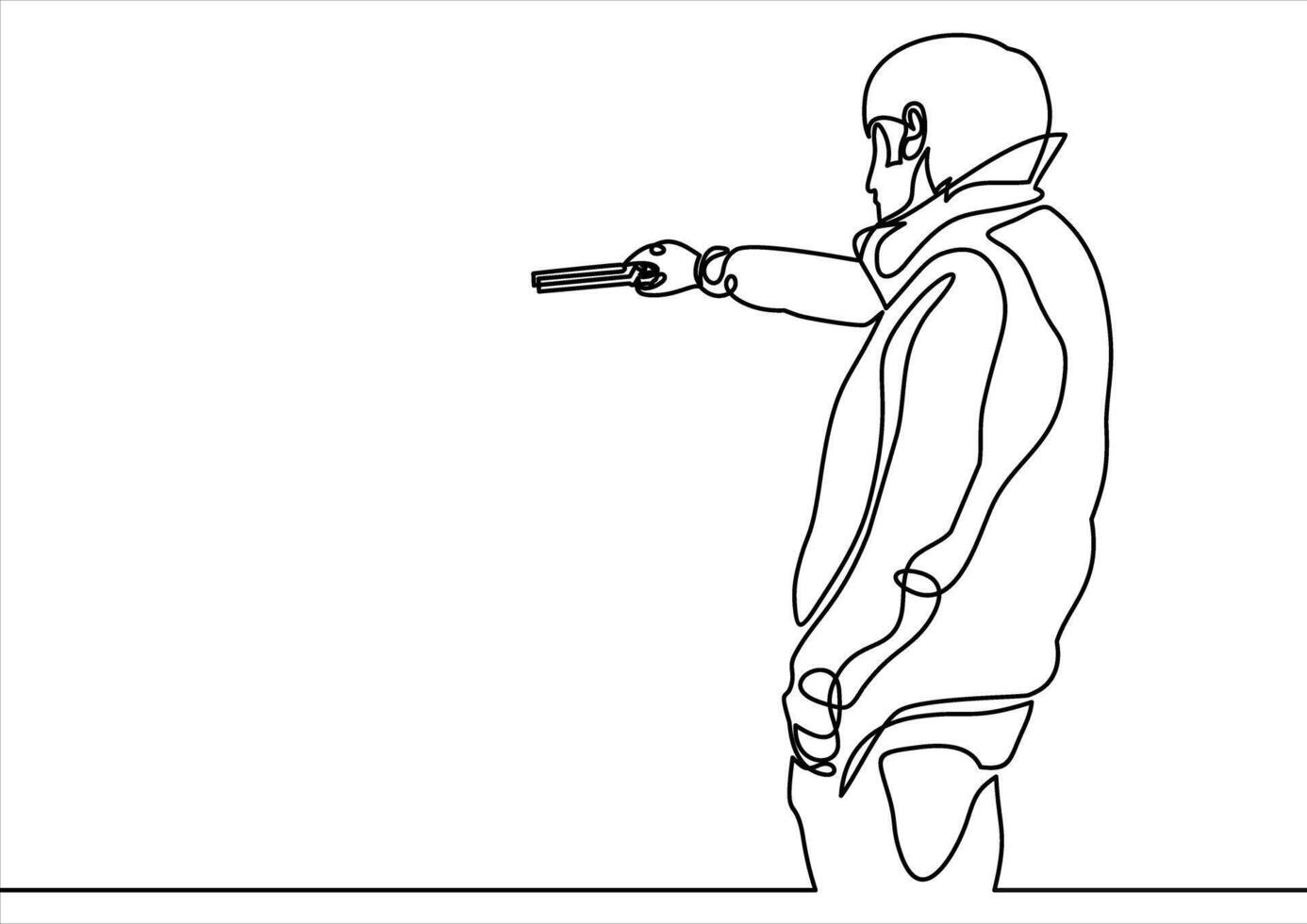 killer pointing a gun- continuous line drawing vector