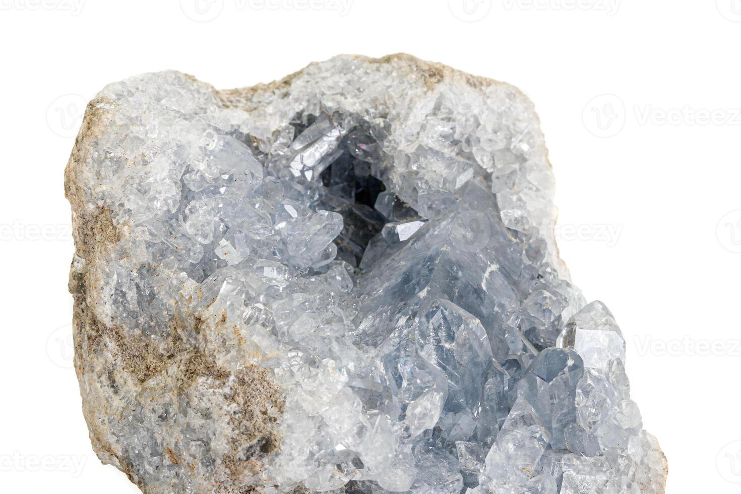 Macro mineral stone Celestine in the breed a white background photo