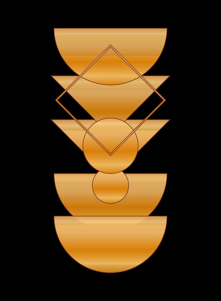 Gold Gradient Texture Graphic Shape Isolated on Black Cover Minimalist Poster Template vector