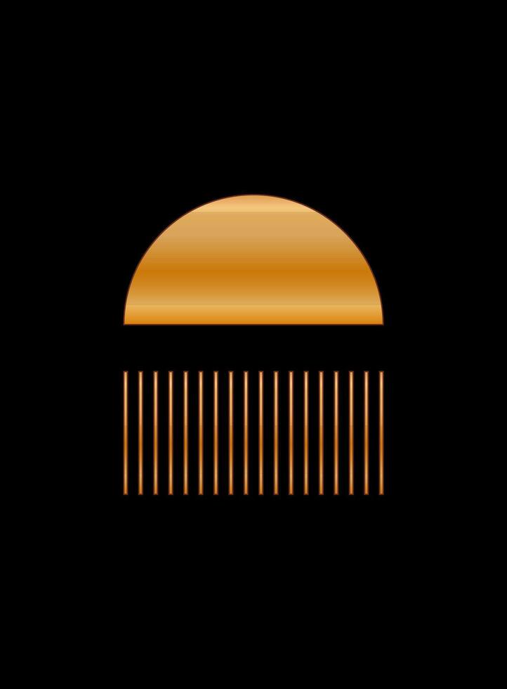Gold Gradient Texture Graphic Shape Isolated on Black Cover Minimalist Poster Template vector