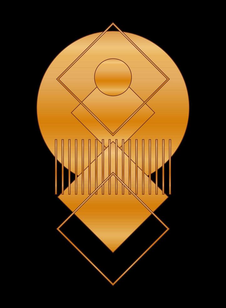 Gold Gradient Texture Graphic Shape Isolated on Black Cover Minimalist Poster Template vector