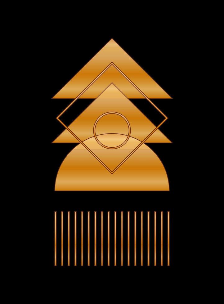 Gold Gradient Texture Graphic Shape Isolated on Black Cover Minimalist Poster Template vector