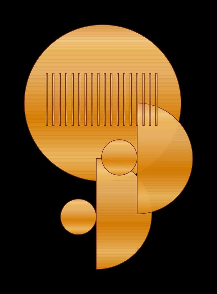Gold Gradient Texture Graphic Shape Isolated on Black Cover Minimalist Poster Template vector