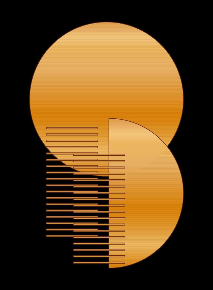 Gold Gradient Texture Graphic Shape Isolated on Black Cover Minimalist Poster Template vector