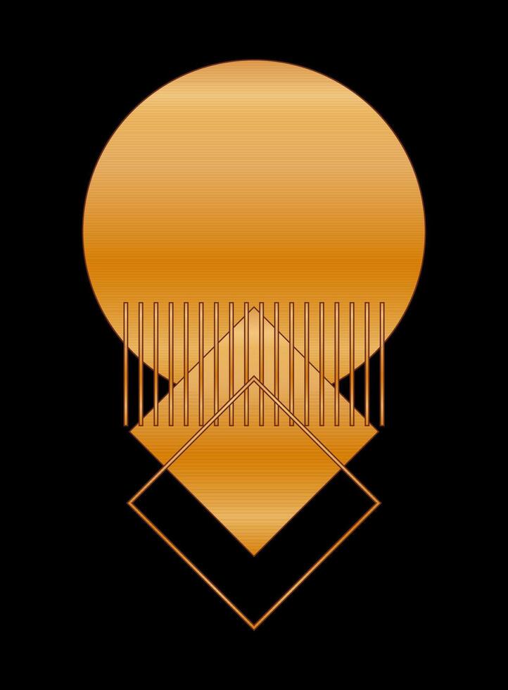 Gold Gradient Texture Graphic Shape Isolated on Black Cover Minimalist Poster Template vector